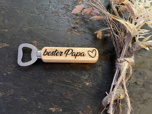Flaschenöffner Personalisiert Holz Gravur - Geschenk Papa Opa Vatertag