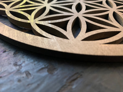 Blume des Lebens aus Holz – Heilige Geometrie