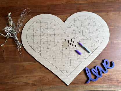 Herz Holzpuzzle Gästebuch Hochzeit 75x59 cm