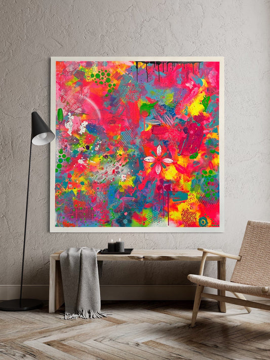 Abstraktes Acryl-Gemälde | handgemalt auf Leinwand 100x100 cm | modernes, individuelles Geschenk | Unikat