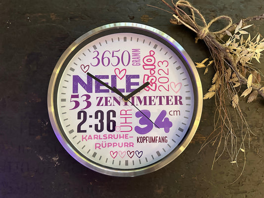 Personaliserte Kinderzimmeruhr Lernuhr Wanduhr fürs Kinderzimmer Geschenk zur Geburt Einschulung oder Geburtstag