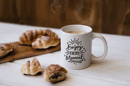Enjoy Every Moment Tasse - Kaffeetasse Spruch Geschenk - Keramik Becher