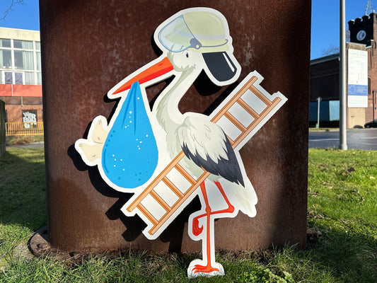 Klapperstorch Feuerwehr Personalisiert 77cm 115cm 140cm - Geburt Baby Holz Deko