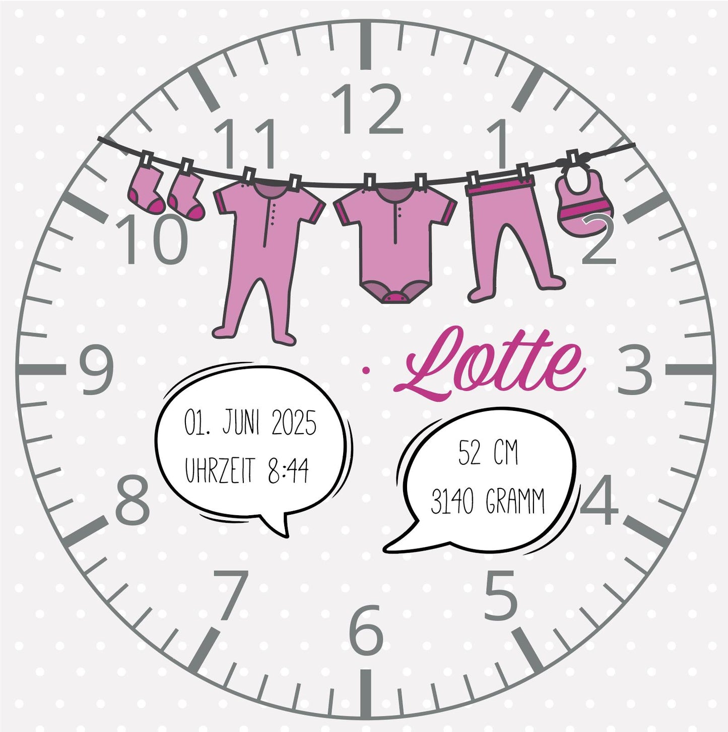 Personalisierte Kinderzimmer Wanduhr mit Namen - Lernuhr Geschenk Geburt Taufe