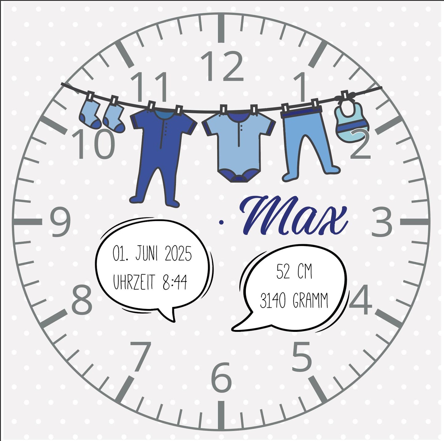 Personalisierte Kinderzimmer Wanduhr mit Namen - Lernuhr Geschenk Geburt Taufe